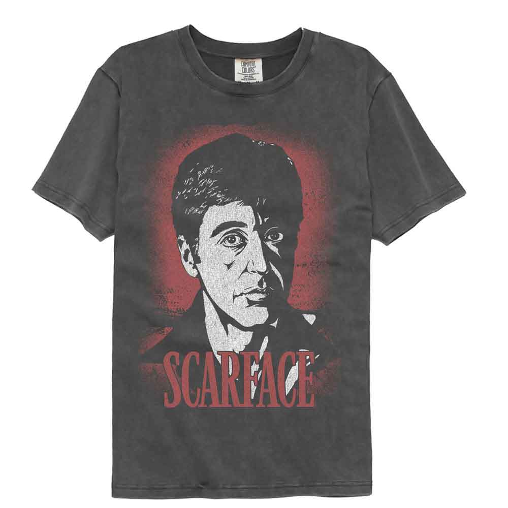 Scarface - Face - American Classics - Gray Solid Adult Short Sleeve Comfort Color T-Shirt (Image 1)