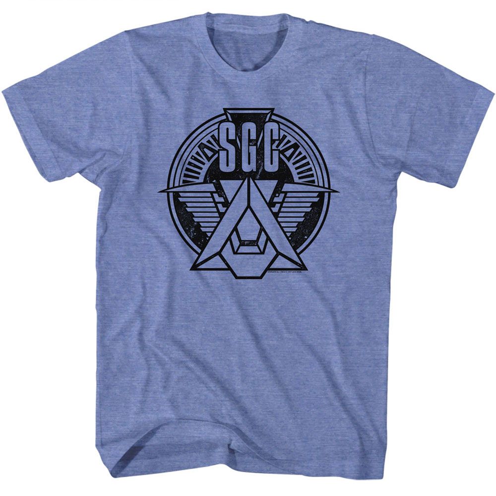 Stargate - SGC Emblem - American Classics - Heather Blue Adult Short Sleeve T-Shirt - clothing by TeeHivey.com (Image 1)