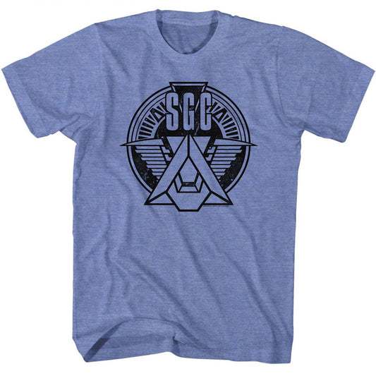 Stargate - SGC Emblem - American Classics - Heather Blue Adult Short Sleeve T-Shirt - clothing by TeeHivey.com (Image 1)