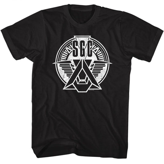 Stargate - SGC Emblem 7 - American Classics - Solid Black Adult Short Sleeve T-Shirt - clothing by TeeHivey.com (Image 1)
