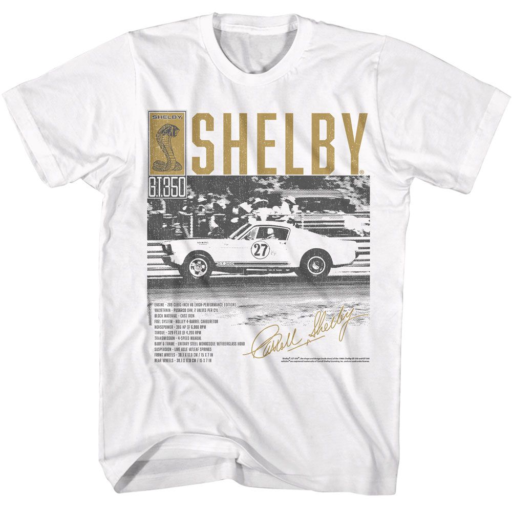 Carroll Shelby - GT530 2C - American Classics - Solid White Adult Short Sleeve T-Shirt - clothing by TeeHivey.com (Image 1)