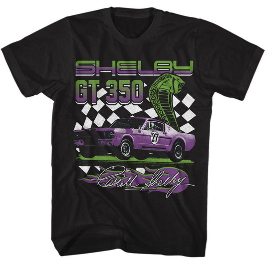 Carroll Shelby - GT 350 Racing - American Classics - Solid Black Adult Short Sleeve T-Shirt Style001 (Image 1)