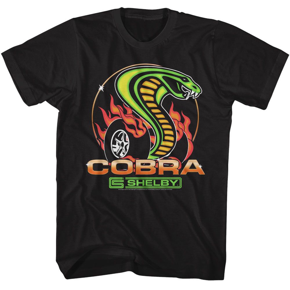 Carroll Shelby - Dragon Snake Burnout - American Classics - Solid Black Adult Short Sleeve T-Shirt (Image 1)
