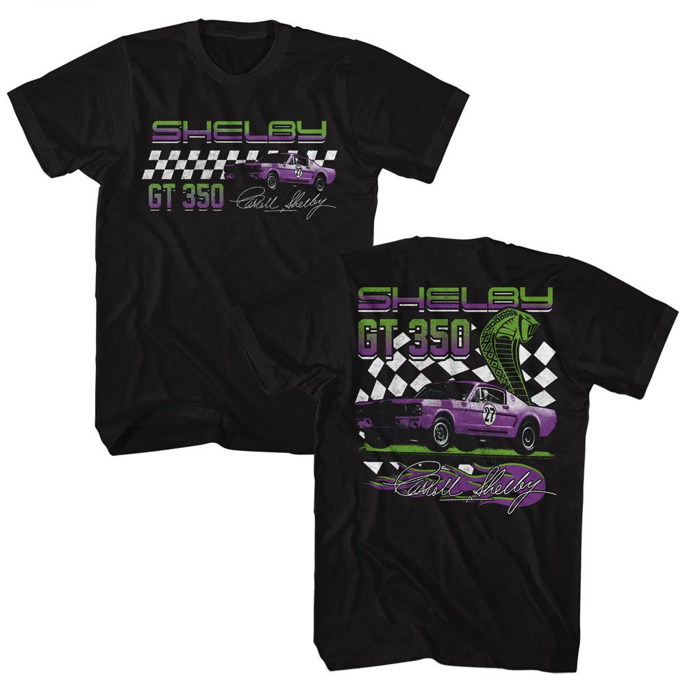 Carroll Shelby - GT 350 Racing - American Classics - Solid Black Adult Short Sleeve T-Shirt (Image 1)