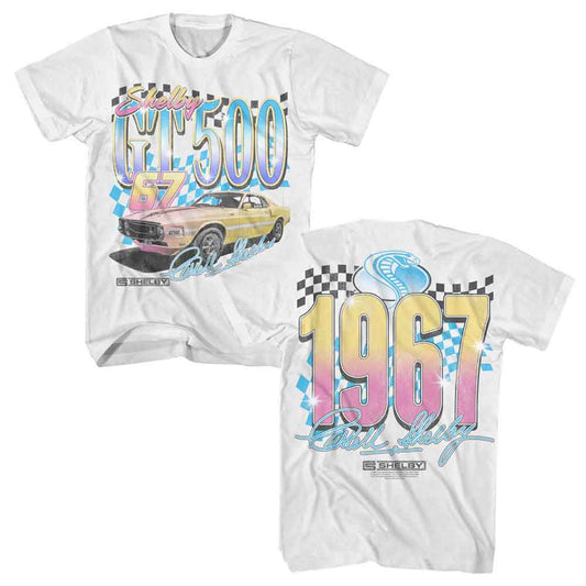 Carroll Shelby - GT 500 67 Gradient - American Classics - Solid White Adult Short Sleeve T-Shirt (Image 1)