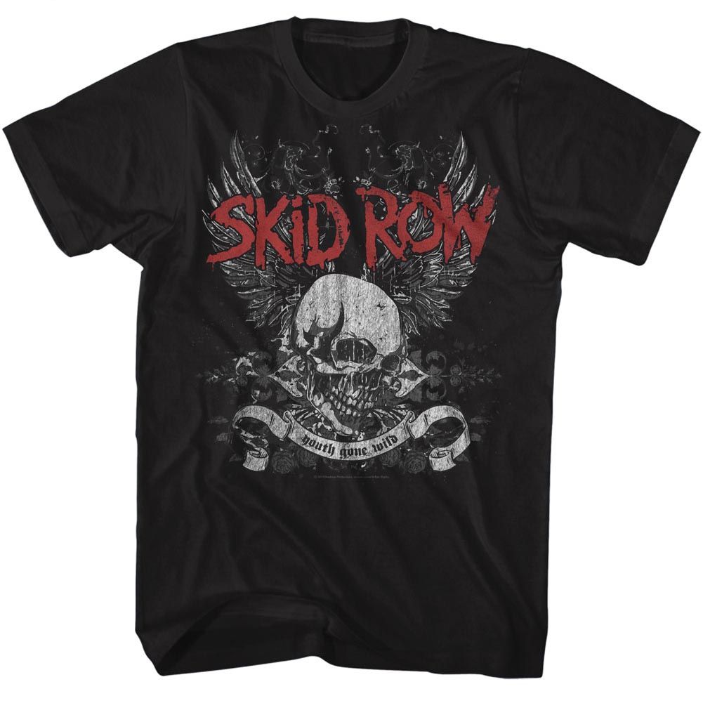 Skid Row - Skull & Wings - Short Sleeve - Adult - T-Shirt - clothing by TeeHivey.com