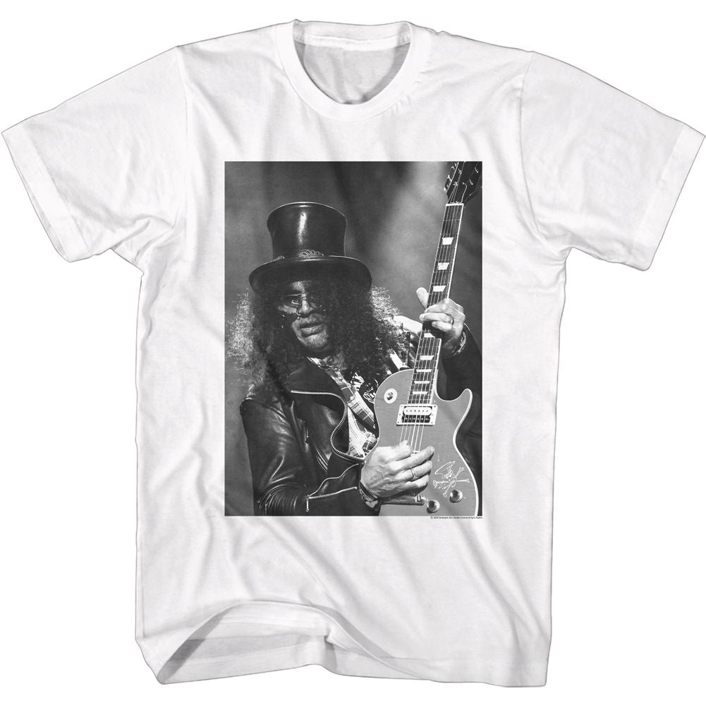 Slash - Black & White With Guitar - Short Sleeve - Adult - T-Shirt - clothing by TeeHivey.com