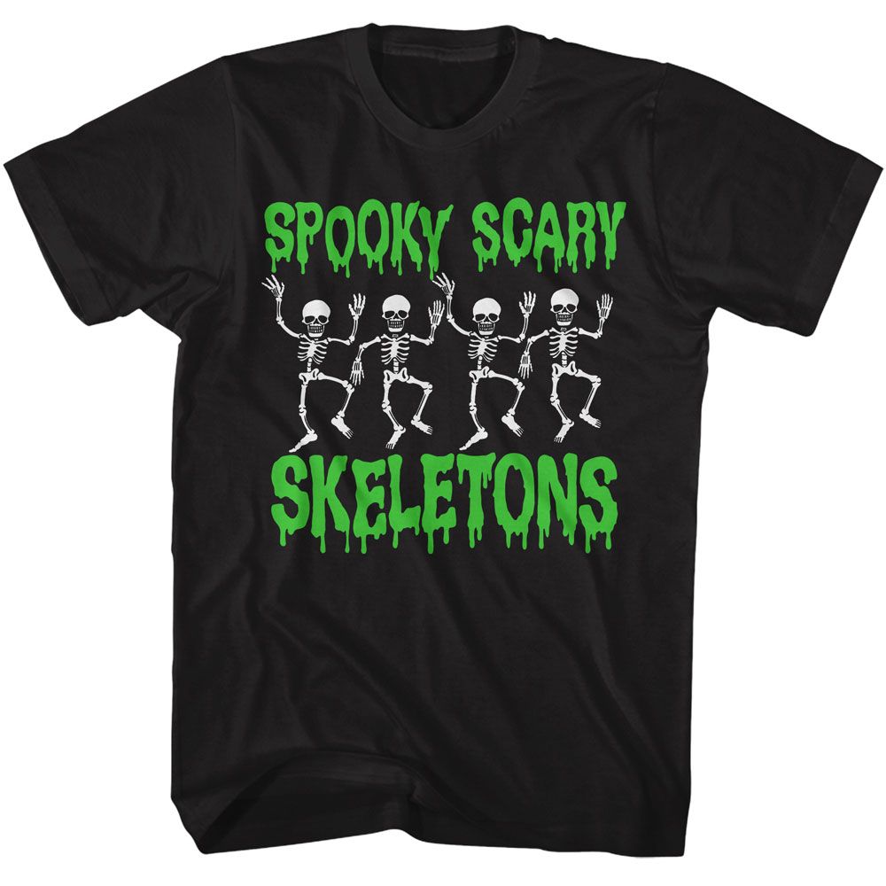 Spooky Scary Skeletons Spooky Scary Skeletons Black Adult Short Sleeve T-Shirt - clothing by TeeHivey.com (Image 1)
