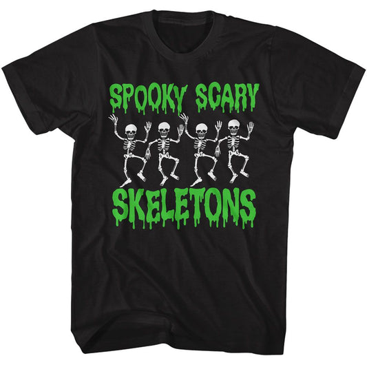 Spooky Scary Skeletons Spooky Scary Skeletons Black Adult Short Sleeve T-Shirt - clothing by TeeHivey.com (Image 1)