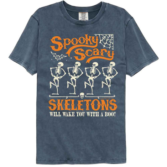 Spooky Scary Skeletons - Sss Funky Decorative - American Classics - Blue Solid Adult Short Sleeve Comfort Color... (Image 1)