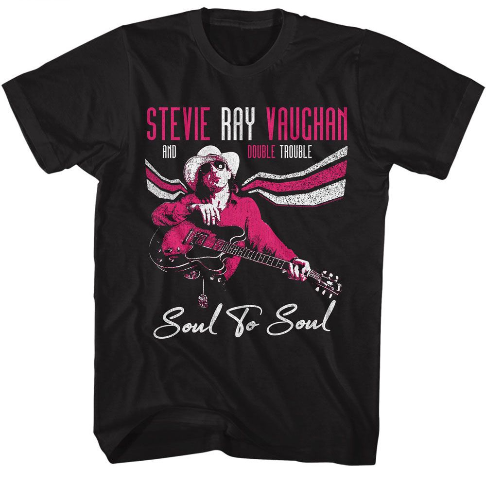 Stevie Ray Vaughan - Soul To Soul - American Classics - Solid Black Adult Short Sleeve T-Shirt (Image 1)