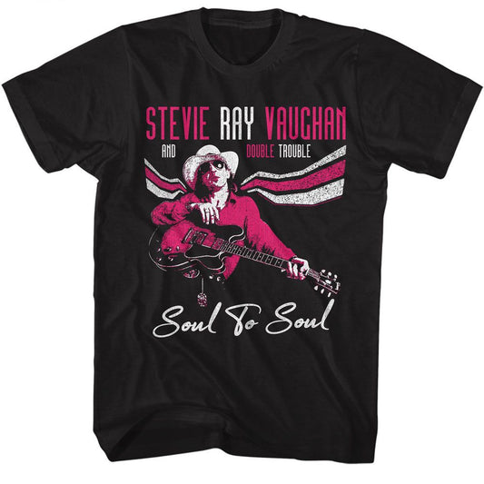 Stevie Ray Vaughan - Soul To Soul - American Classics - Solid Black Adult Short Sleeve T-Shirt (Image 1)