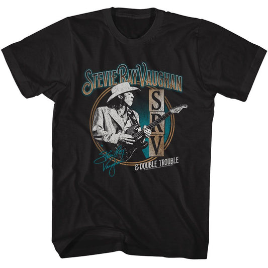 Stevie Ray Vaughan - And Double Trouble - American Classics - Solid Black Adult Short Sleeve T-Shirt (Image 1)