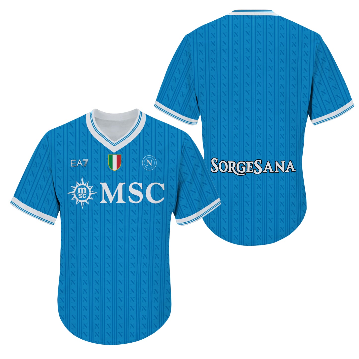 SSC Napoli Home Match 2025-2026 V-neck Jersey