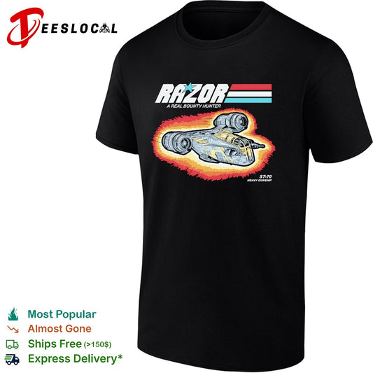 ST 70 a Real Hunter Ship Bounty Hunter Ship Din Djarin’s Razor Crest in the style of GI Joe shirt
