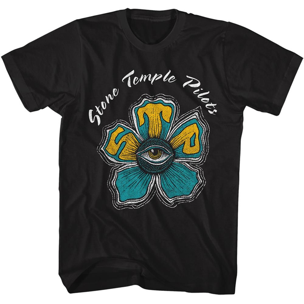 Stone Temple Pilots - Eye Flower - American Classics - Solid Black Adult Short Sleeve T-Shirt (Image 1)