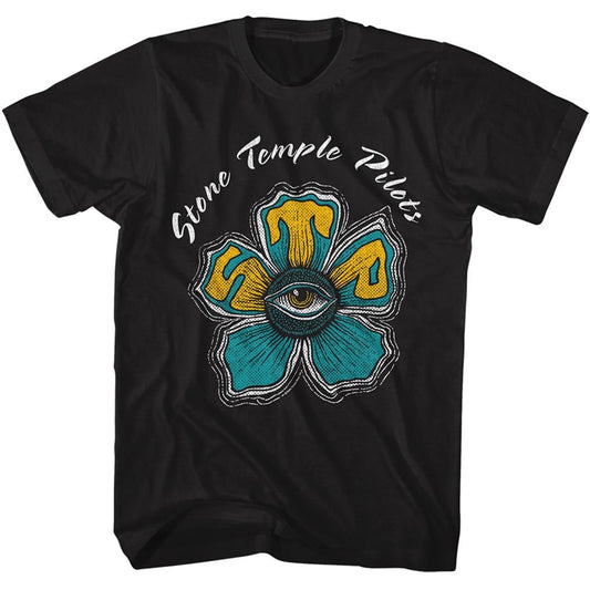 Stone Temple Pilots - Eye Flower - American Classics - Solid Black Adult Short Sleeve T-Shirt (Image 1)