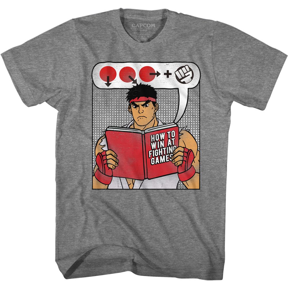 Street Fighter - How To Win Book - Short Sleeve - Heather - Adult - T-Shirt - clothing by TeeHivey.com