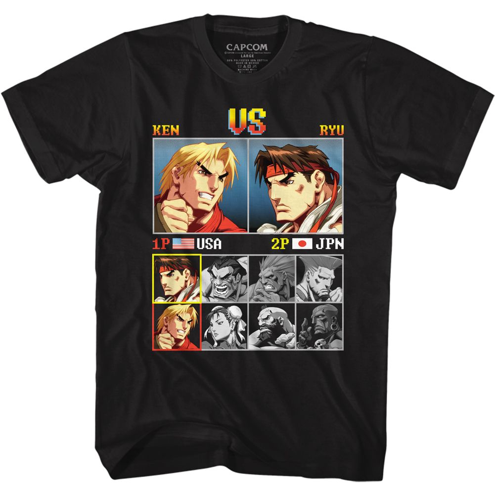 Street Fighter - Ken Vs Ryu - Short Sleeve - Adult - T-Shirt - clothing by TeeHivey.com