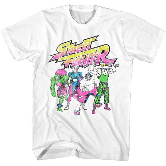 Street Fighter - SF 2 Neon Fighters - Short Sleeve - Adult - T-Shirt - clothing by TeeHivey.com