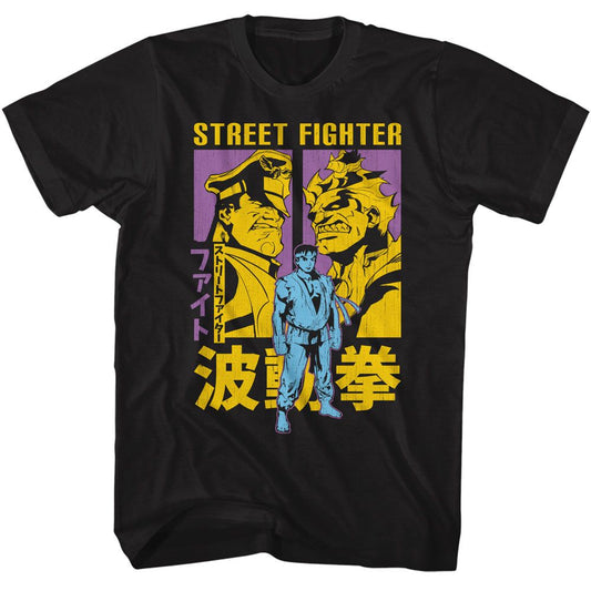 Street Fighter - Ryu Akuma And M Bison - American Classics - Solid Black Adult Short Sleeve T-Shirt (Image 1)