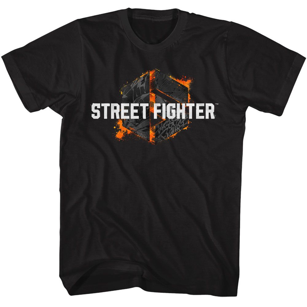 Street Fighter - Grafitti Logo - American Classics - Solid Black Adult Short Sleeve T-Shirt (Image 1)