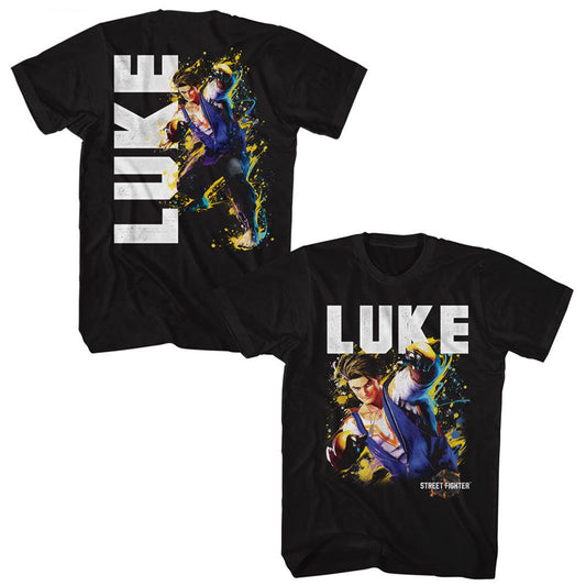 Street Fighter - Luke Character - American Classics - Solid Black Adult Short Sleeve T-Shirt (Image 1)