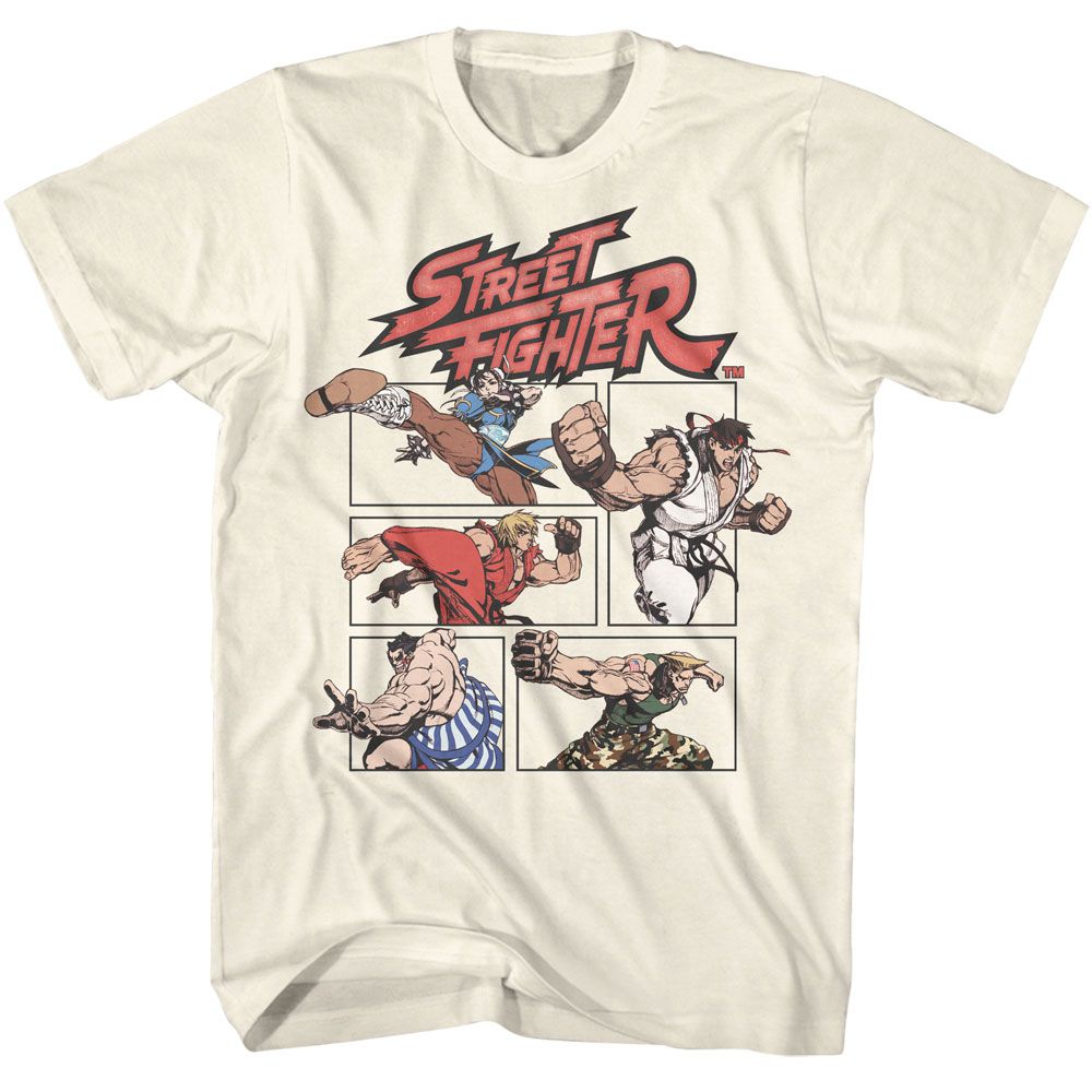 Street Fighter - Action Comic - American Classics - Solid Off-White Adult Short Sleeve T-Shirt (Image 1)