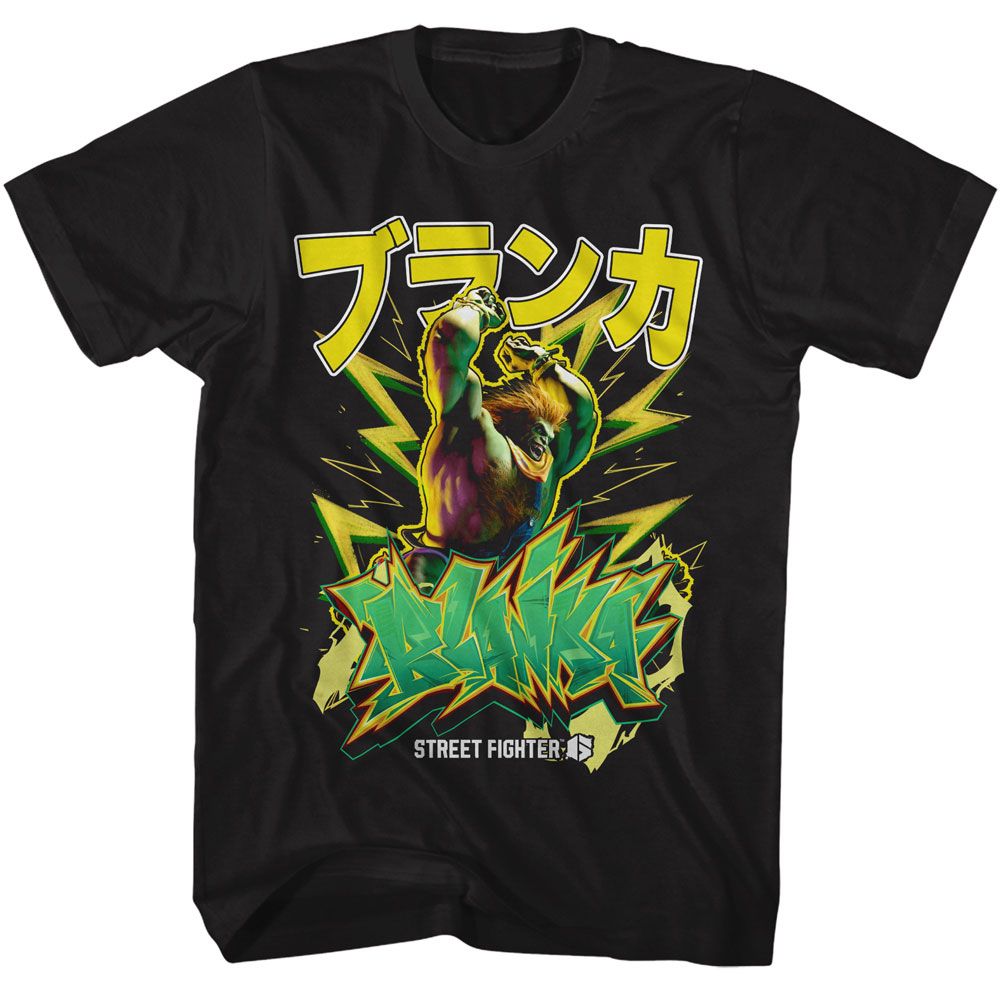 Street Fighter - Blanka Graffiti - American Classics - Solid Black Adult Short Sleeve T-Shirt (Image 1)