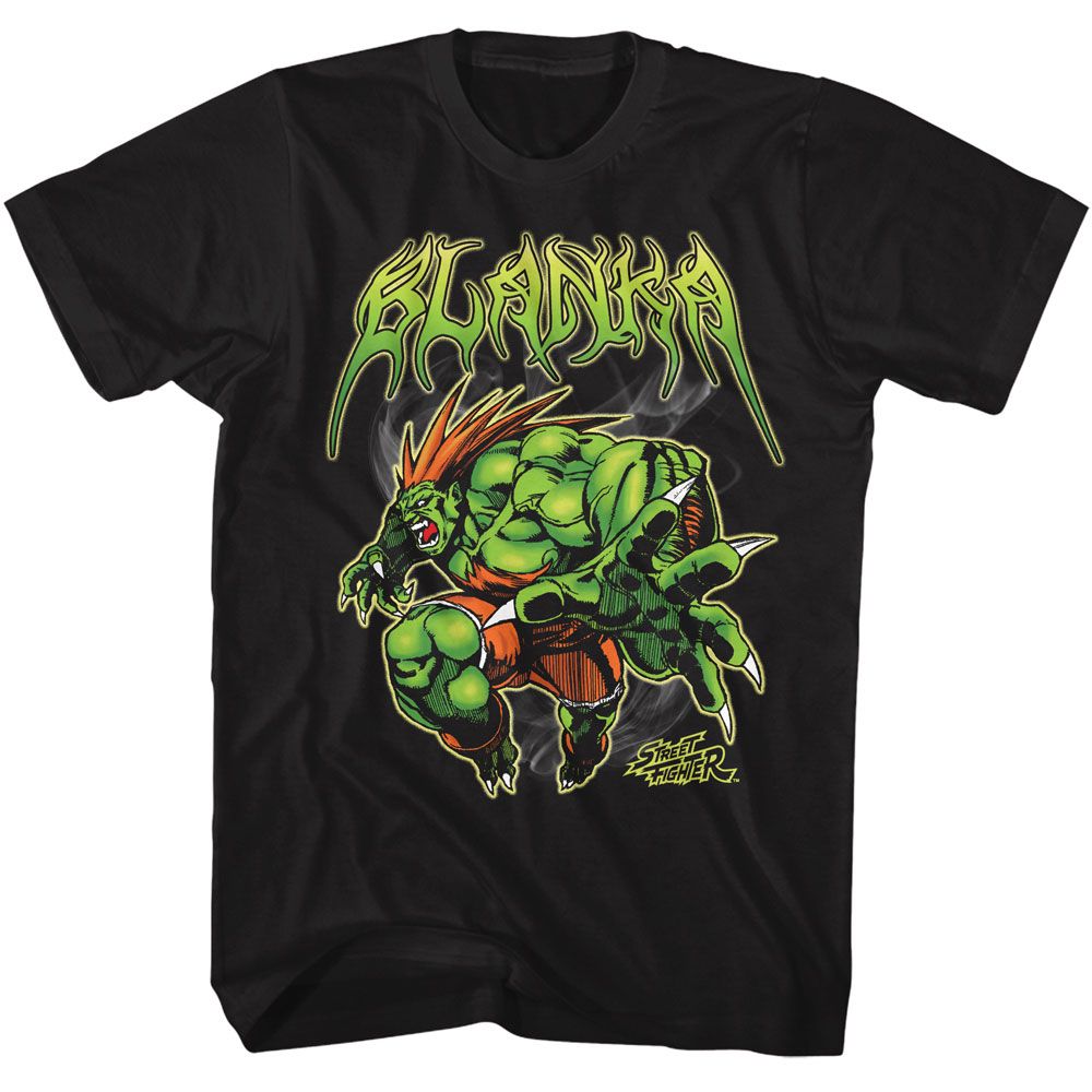 Street Fighter - Blanka Metal - American Classics - Solid Black Adult Short Sleeve T-Shirt (Image 1)