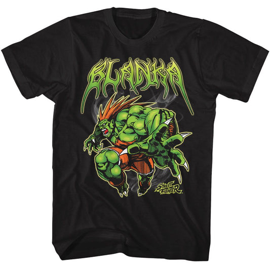 Street Fighter - Blanka Metal - American Classics - Solid Black Adult Short Sleeve T-Shirt (Image 1)
