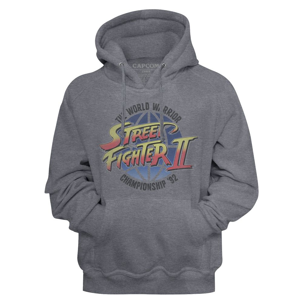 Street Fighter - World Warrior - Long Sleeve - Heather - Adult - Hoodie - clothing by TeeHivey.com