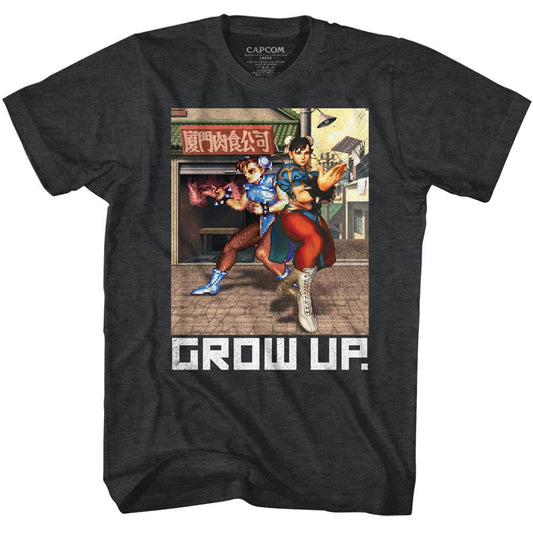 Street Fighter - Grow Up - Short Sleeve - Heather - Adult - T-Shirt - clothing by TeeHivey.com