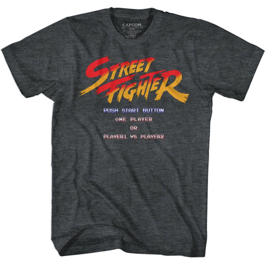 Street Fighter - Start Screen - Short Sleeve - Heather - Adult - T-Shirt - clothing by TeeHivey.com