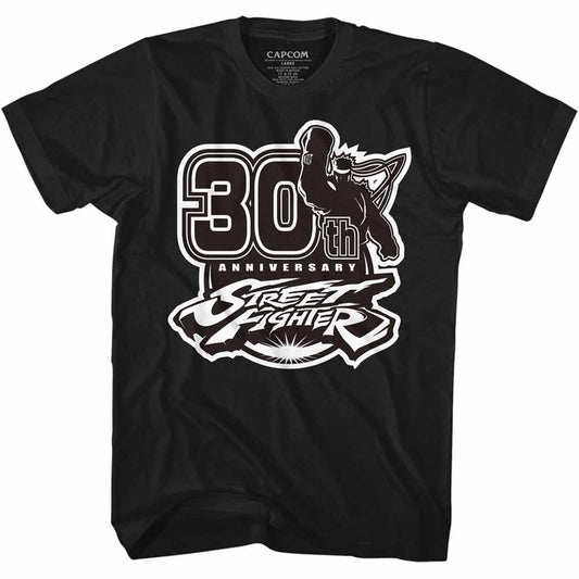 Street Fighter - SF 30th Black & White - Short Sleeve - Adult - T-Shirt - clothing by TeeHivey.com