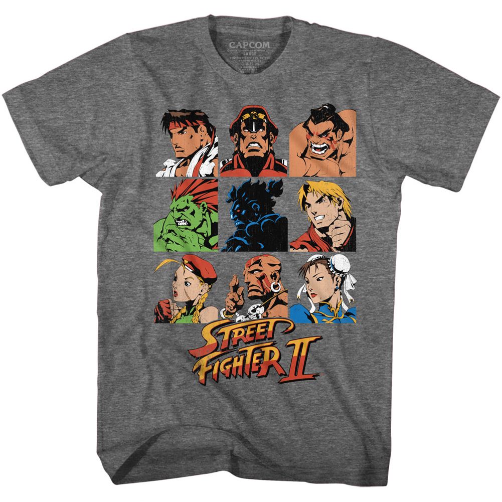 Street Fighter - Characters Panels - Short Sleeve - Heather - Adult - T-Shirt - clothing by TeeHivey.com