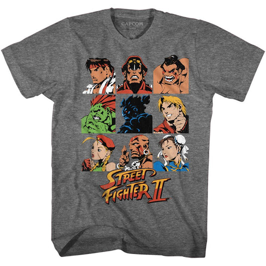 Street Fighter - Characters Panels - Short Sleeve - Heather - Adult - T-Shirt - clothing by TeeHivey.com