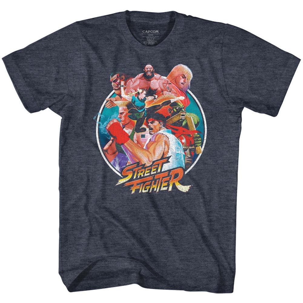 Street Fighter - Group Circle - Short Sleeve - Heather - Adult - T-Shirt - clothing by TeeHivey.com