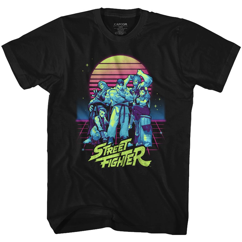 Street Fighter - Synthwave Fighter - Short Sleeve - Adult - T-Shirt - clothing by TeeHivey.com