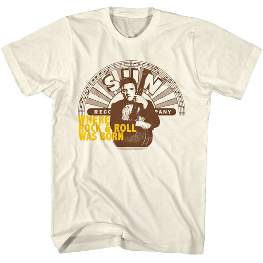Elvis Presley - Where Rock And Roll Was Born - American Classics - Solid Off-White Adult Short Sleeve T-Shirt