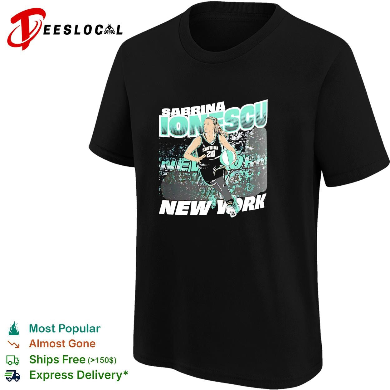 Sabrina Ionescu number 20 New York Liberty basketball action poster shirt
