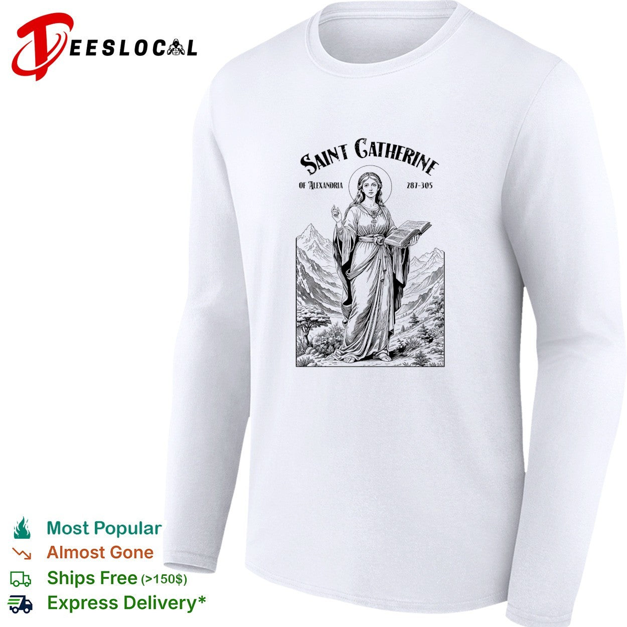 Saint Catherine of Alexandria holding book religious shirt