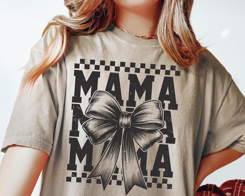 [Sale To 45% Off] Retro Mama TShirt T-Shirt, Checkered Coquette Bow TShirt, Mom T-Shirt, Gift For Mom, Gift Ideas