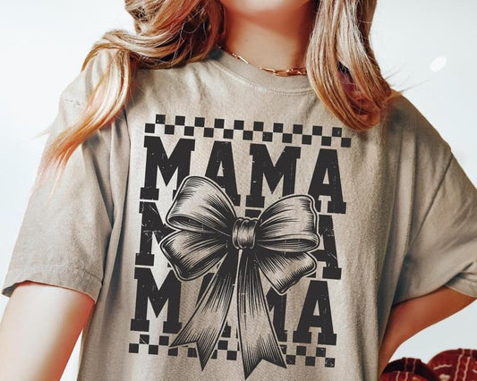 [Sale To 45% Off] Retro Mama TShirt T-Shirt, Checkered Coquette Bow TShirt, Mom T-Shirt, Gift For Mom, Gift Ideas