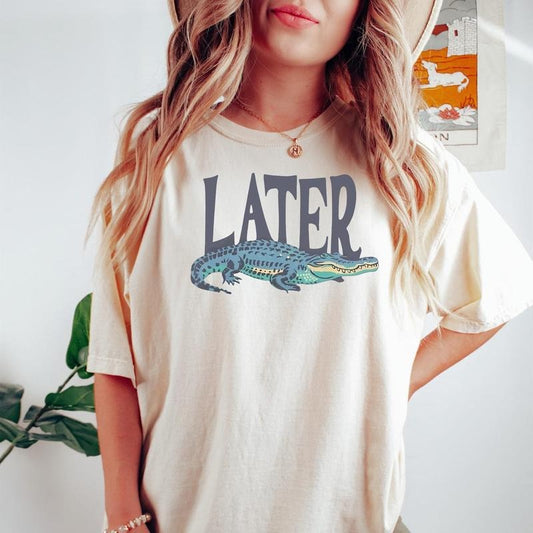 [Sale up to 50%] Later Gator Vintage 90s Graphic Alligator Print, Funky Fashion Statement Shirt, Trendy Apparel