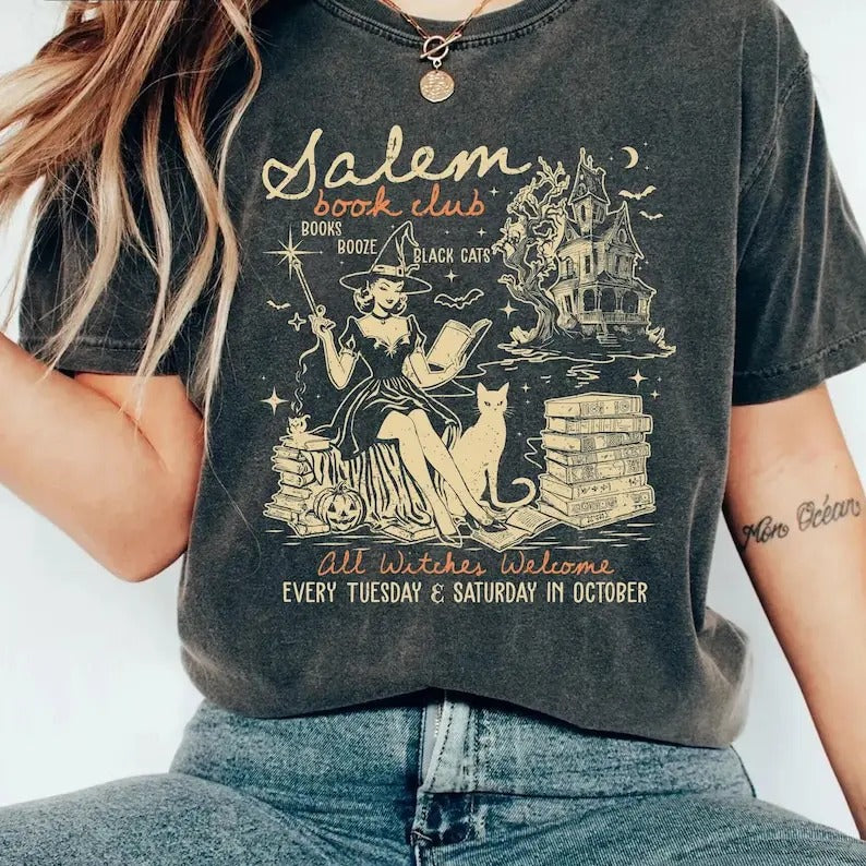 Salem Book Club Shirt, Bookish Halloween Shirt, Spooky Reader Shirt, Funny Book Lover, Salem Witches Shirt, Spooky Season Thriller Reader