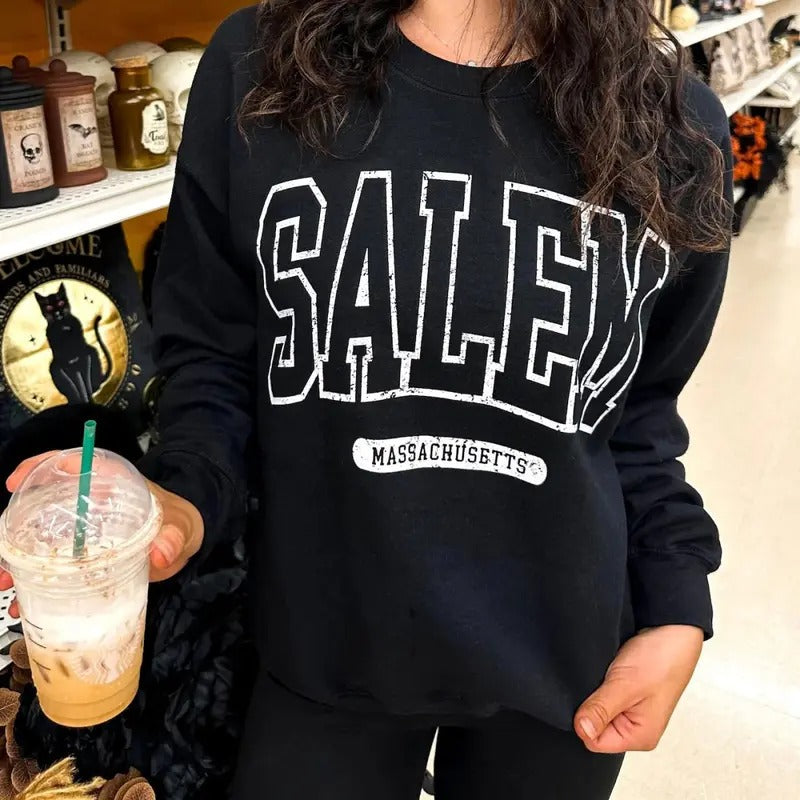 Salem Massachusetts, Crewneck Halloween Sweatshirt Womenswear Hoodie Womenswear Hoodie