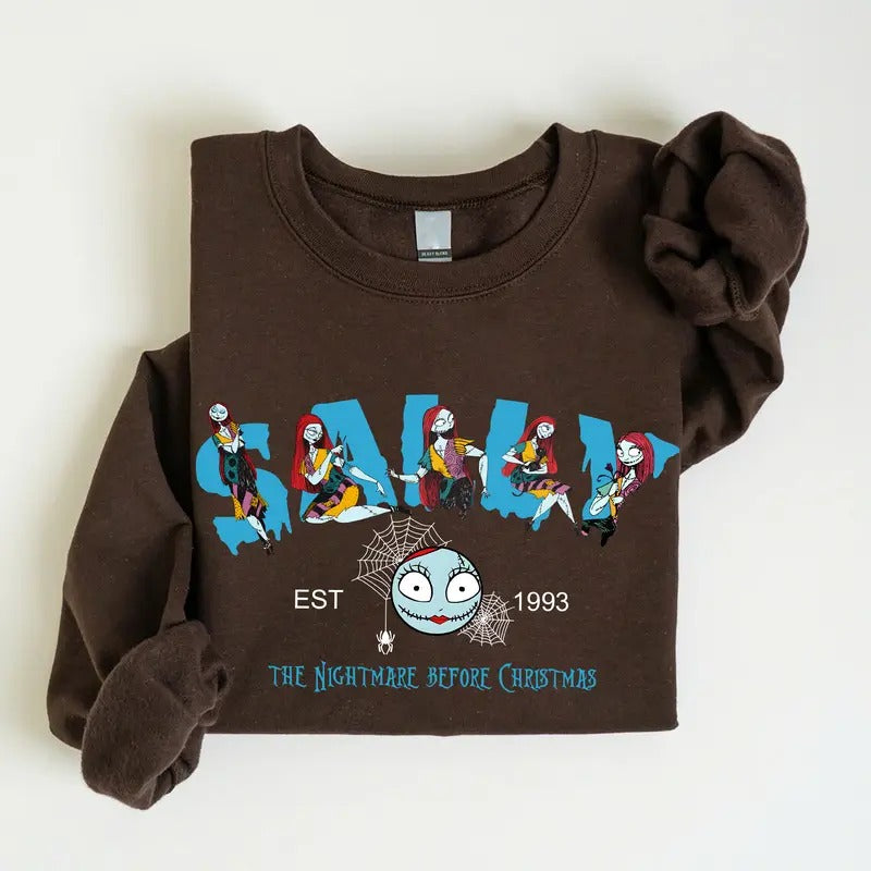 Sally Halloween Crewneck Sweatshirt, Vintage Nightmare Before Christmas Sweatshirt, Jack and Sally Sweatshirt