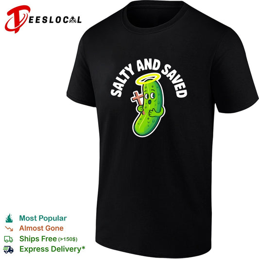 Salty and saved pickle with cross and halo shirt
