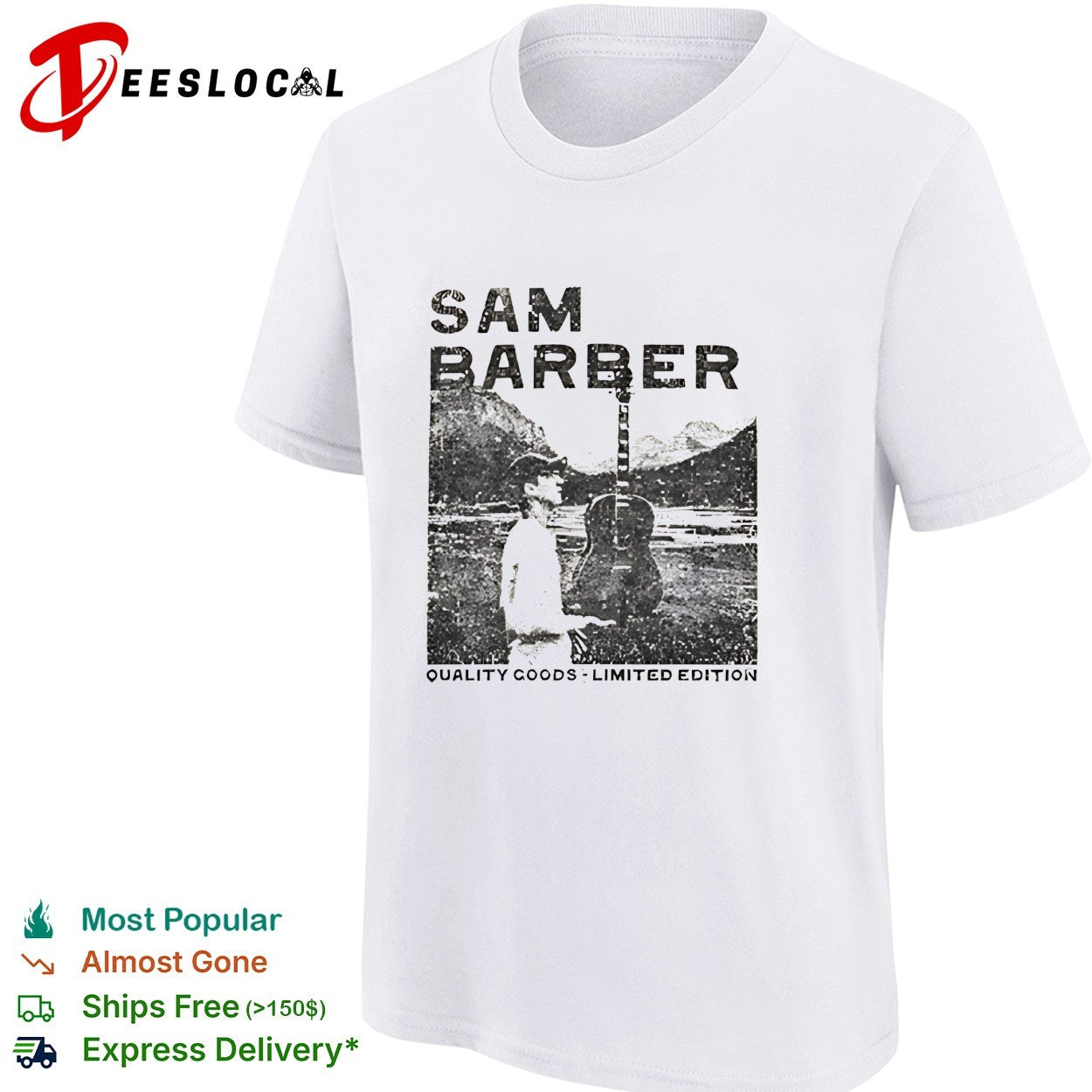 Sam Barber Guitars Denver Quality Goods Limited Edition retro shirt